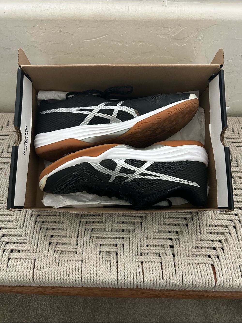 ASICS Black White Gum Indoor Athletic Shoes (Used for Volleyball)